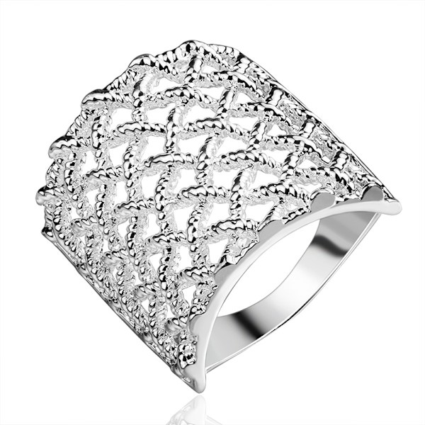 925 Sterling Silver Retikulär Ring Mode Smycken 6, 7, 8, 9, 10 6