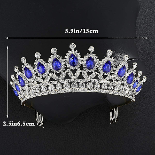 Kvinner Luksuriøs Krystall Rhinestone Brud Krone Prinsesse Hodeplagg Jenter Tiara Tilbehør Med Kam