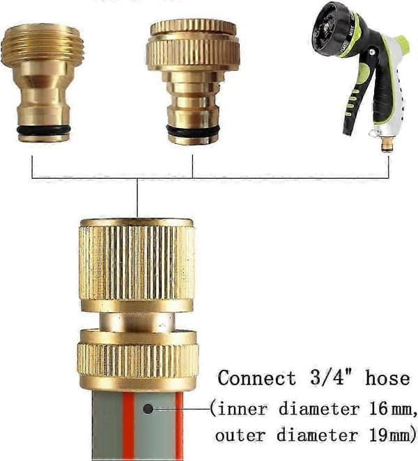 19 mm (3/4\") Mässing Trädgårdsslang Snabbkopplingar för Trädgårdsslang (2-PACK) 25-26s