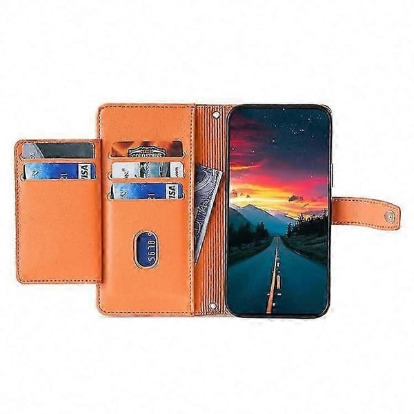 Galaxy A56 5G Plånboksfodral i läder med blixtlåsficka och 2 remmar Orange