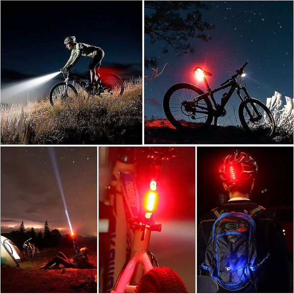 Sykkellys, USB-oppladbar sykkellys med speedometer sykkelcomputer LED sykkellys foran og bak kraftig lys for terrengsykling sykkel fjellsykkel