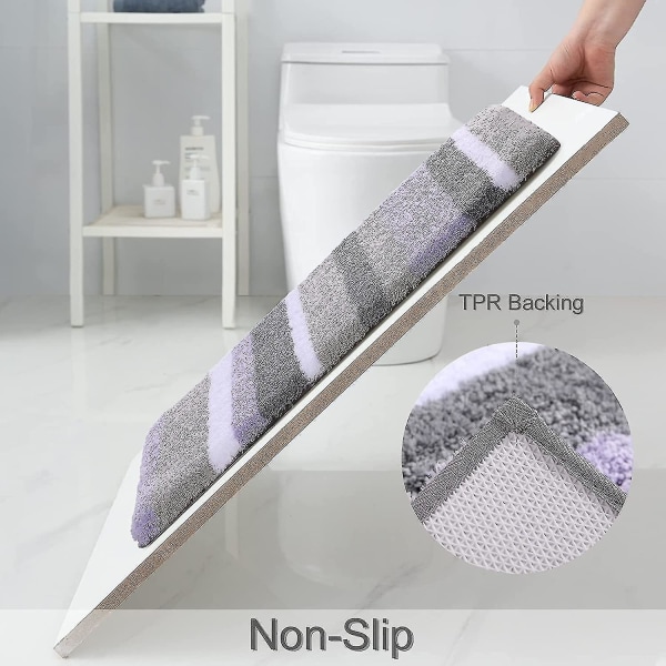 Mikrofiber Stribet Bademåtte (lilla-grå, 17\"x24\") Ekstra tyk, blød og shaggy, absorberende, maskinvaskbar, skridsikker bademåtte til badeværelset