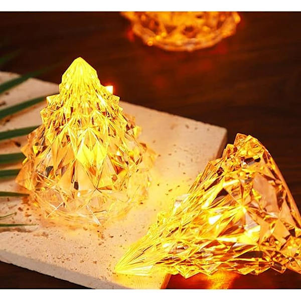[3-pakning] Nattlys Krystall Mini Juletrelys Flammeløst LED (Grønt Lys)
