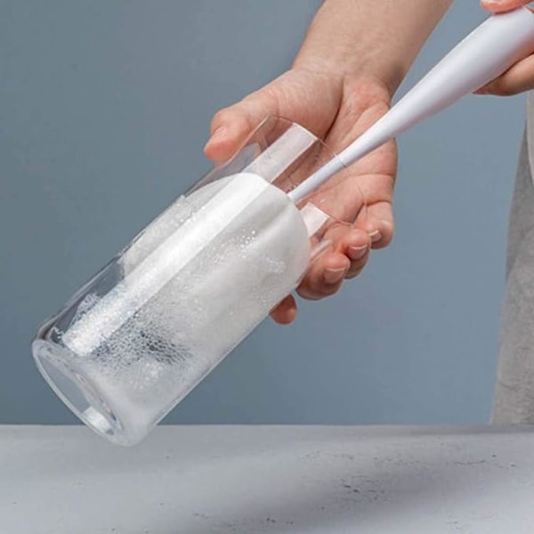 2 styks langt håndtag svamperenserbørste flaske glaskop vask Køkkenrengøringsværktøj, grå + lyserød