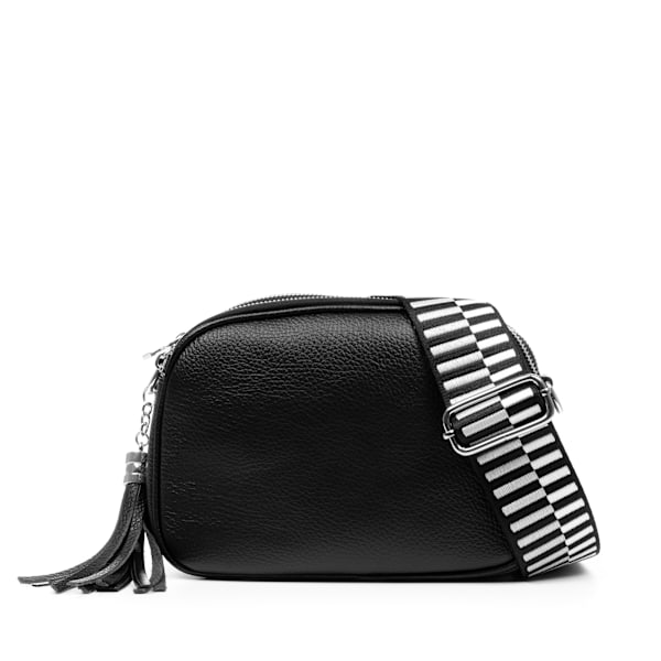 FIRENZE ARTEGIANI. Aliminusa dame skuldertaske. Ekte Dollaro-lær. 22x9x16cm. Negro