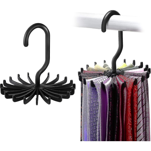 2-pakks Twirl Tie Rack Roterende Belte Skjerf Henger Holder Krok Kompatibel Med Skap Oppbevaring Z65365