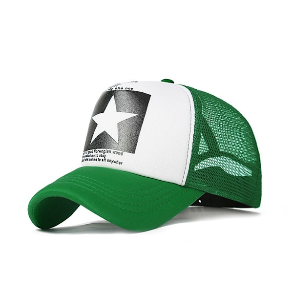 Pentagram Pattern Tynn Mesh Baseball Cap, 1 stk, Sommer Verde+Blanco