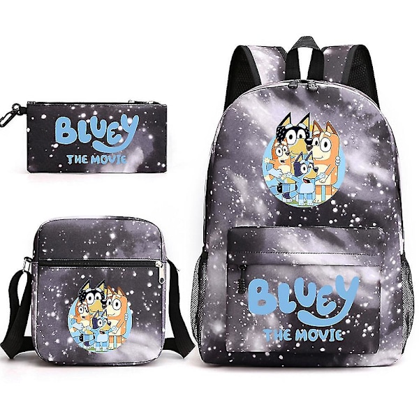 Bluey kolmiosainen koululaukku Star Black 5