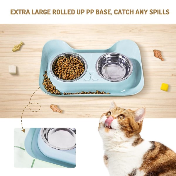 Rostfritt stål husdjursskål i plast, kreativ söt kattform för husdjursmatskål