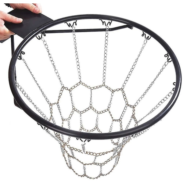 Dhrs Metal Chain Basketball Net Ersättning för Utomhus Indoor Standard Rim 12 Krokar Stål