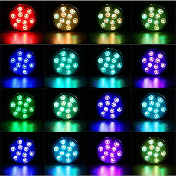 Nedsænket LED-lys, Multicolor Rgb 10 Led-lys