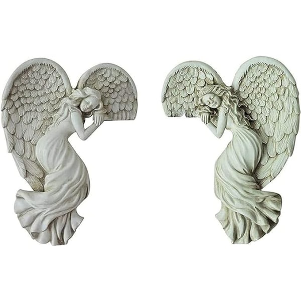 Dørramme Angel Wings Sculpture - Angel in Your Corner, 3D Creative Statue Hjemmekunst Veggdekorasjon Harpiksfigurer Ornamenter for utendørs hage Livi