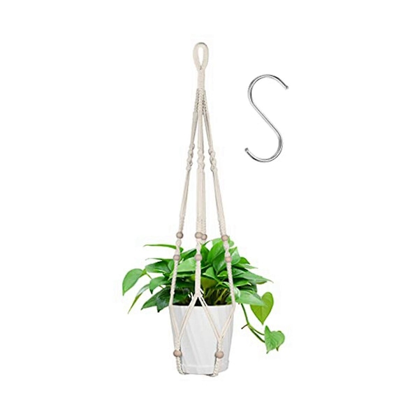 Ripustuskorit kasveille, 4 kpl Puuvillaköysi Makrame Kasvien Ripustuskoukut 4 Koukulla - 80cm & 100cm