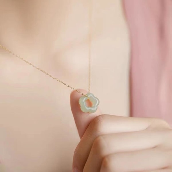 Luonnon jade-riipus kaulakoru Muoti korut Yksinkertainen solisluun kaulakoru