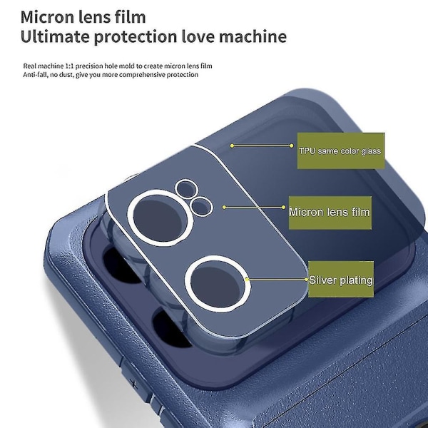 Oppo Find X5 Lite etui med indbygget ringstøtte, glidende kortholder, mikron-linsefilmdesign - Tpu + pc-beskyttelsescover i safir/blå (lys)