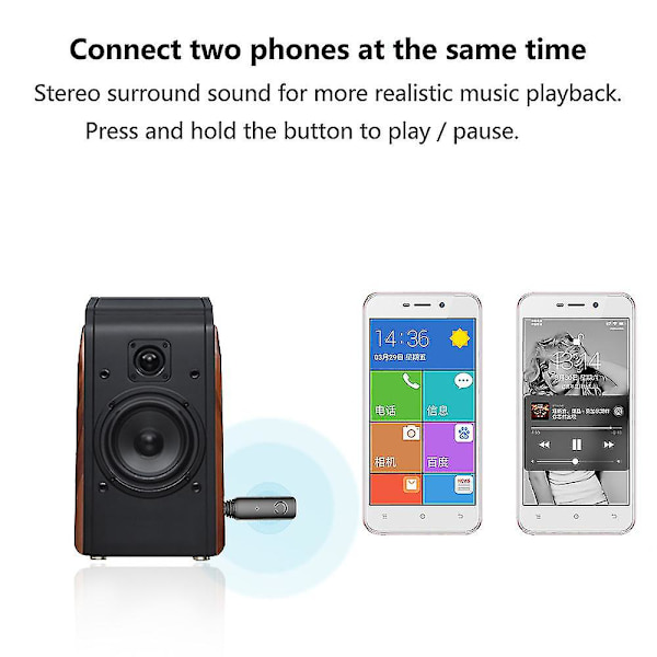 Bluetooth 5.0 Sender og Modtager Aptx Hd 3.5mm Jack Adapter