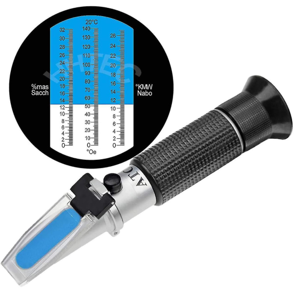 Refraktometer 0 - 32 Brix (socker) 0 - 140 Oechsle 0 - 27 Kmw Med Atc