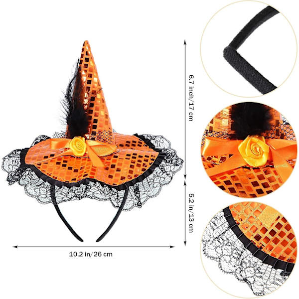 3 kpl Halloween-noidan hattupannan noidan hattupäähine naamiaisasu noidan hattupannan pukuun Halloween-juhlan koristeluun (värisetti 2)