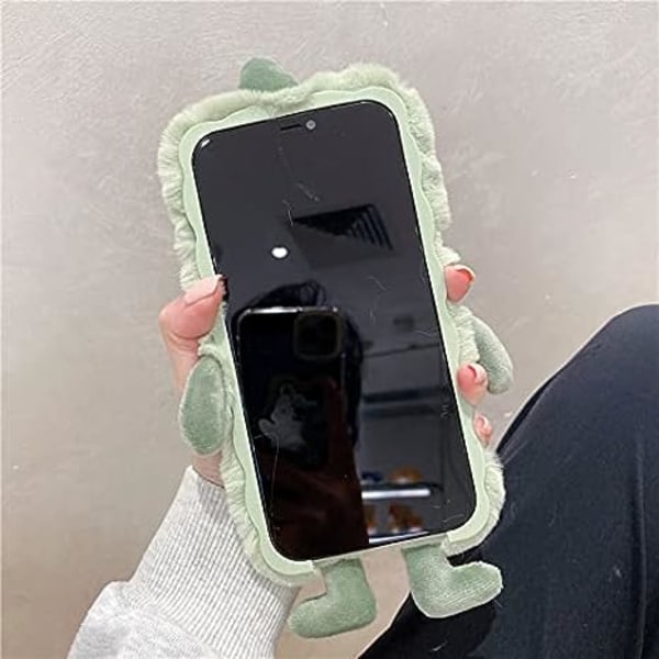 Fluffy deksel til iPhone 13 Pro Max for jenter tenåringer barn Kawaii tegneserie 3D dyr Fuzzy Furry varm plysj vinterdeksel myk silikon støtsikker beskyttende