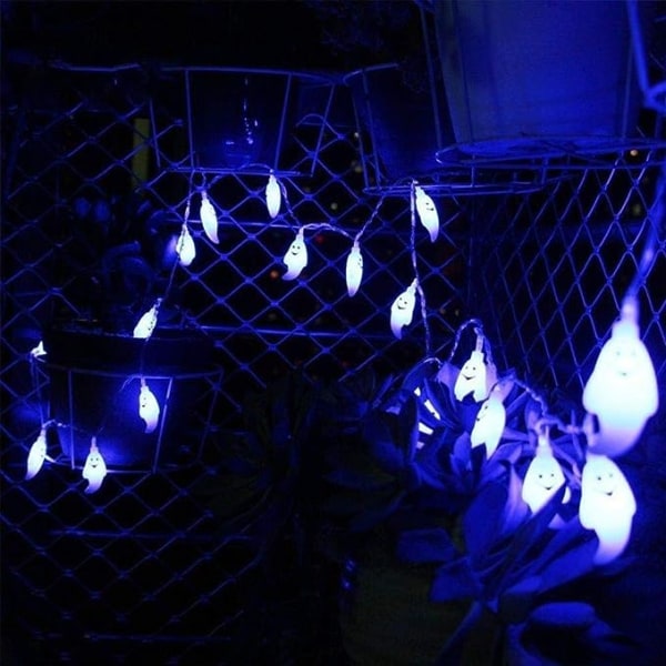 Solcelled Utendørs Rodgersia-Lyslenke, 30 LED Spøkelses Globe-Formet Solcelledrevne Feelykter for Hjem, Fest, Ferie, Julepynt (Blå) Hage Spøkelseslys