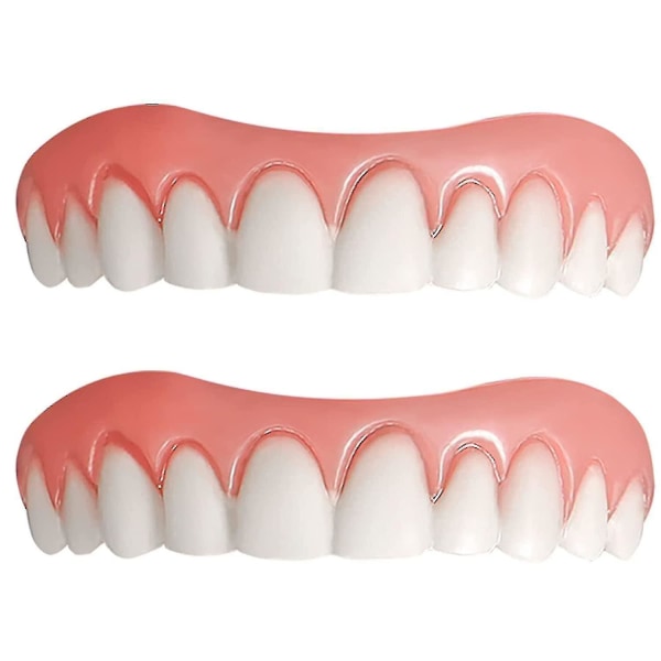 Pt 2 st falska tänder, tandproteser Tänder för överkäke, natur och bekväma två