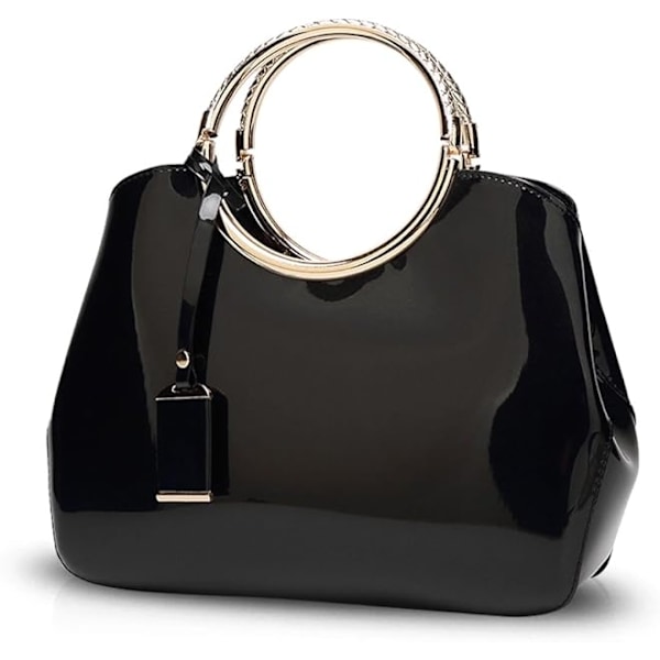 Handväska Crossbody Väska Topphandtag Axelväska Tote Väska Dam Axelväska Vattentät Blank PU Läder Svart