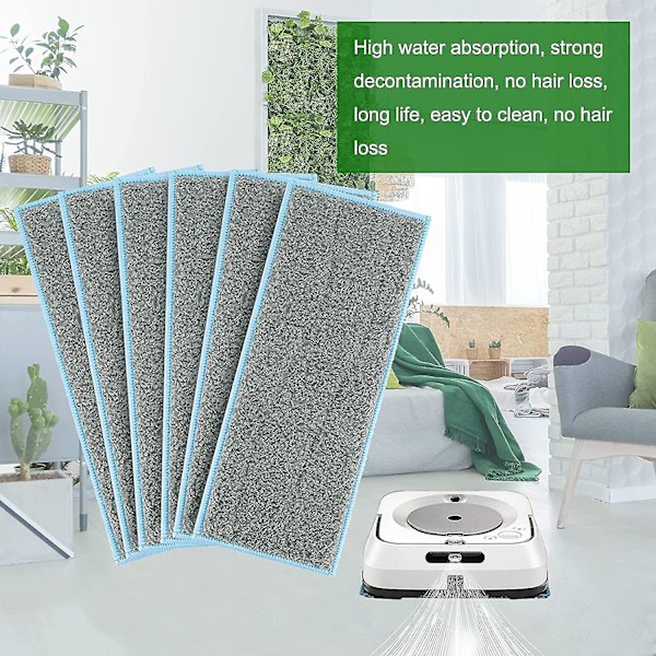 8 Pak Vaskbare og Genanvendelige Mop-Puder til iRobot Braava Jet M6