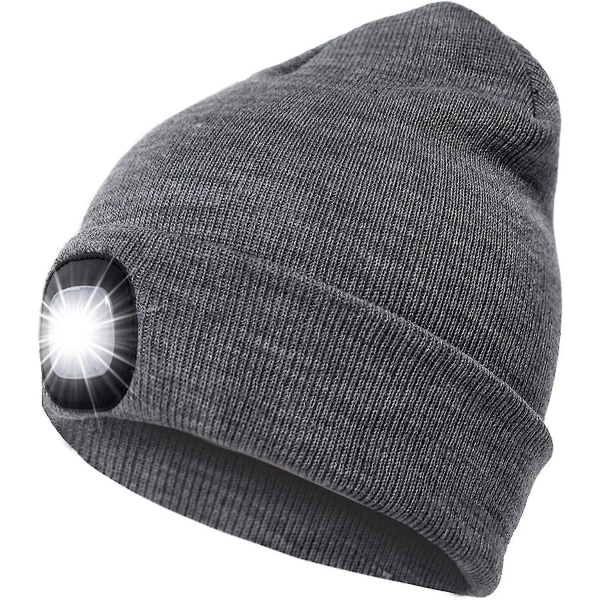 Led Beanie Hat med 3 lys Lysstyrkeniveau Mænd Kvinder Lamp Hat Usb Genopladelig Løbehat Vintervarmerhætte