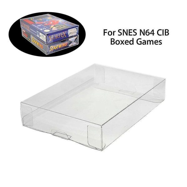 10 stk Clear Pet Plastic Box Protector Case Sleeves Cover For Snes N64 Cib Boxed Games Cartridge Box