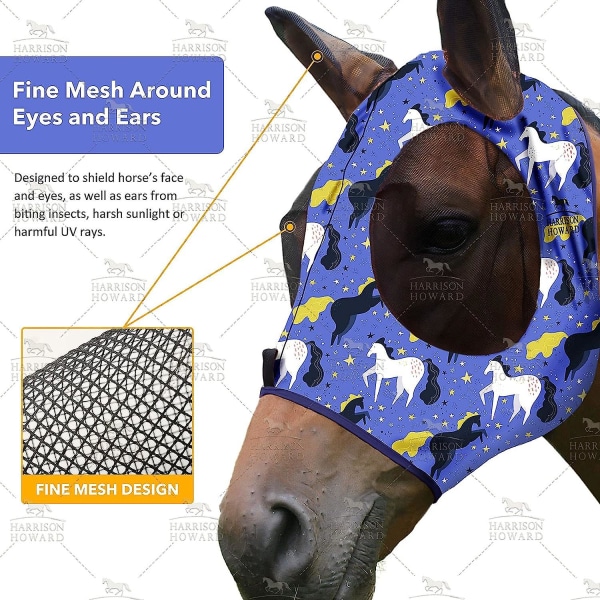 Overlegen komfort hestefluemaske med blød mesh UV-beskyttelse til hest-hest galop