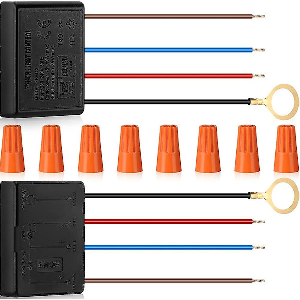 Touch-lampekontakt 2-pak, touch-lampe-kontrolmodul til dæmpbare LED, pærer, lampekontakt-erstatning K