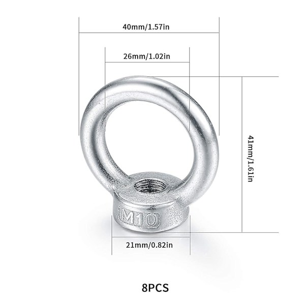 6x M10 Ringmuttern Aus Edelstahl 304 -超stabile Hebeösen Für Industrie & Auto