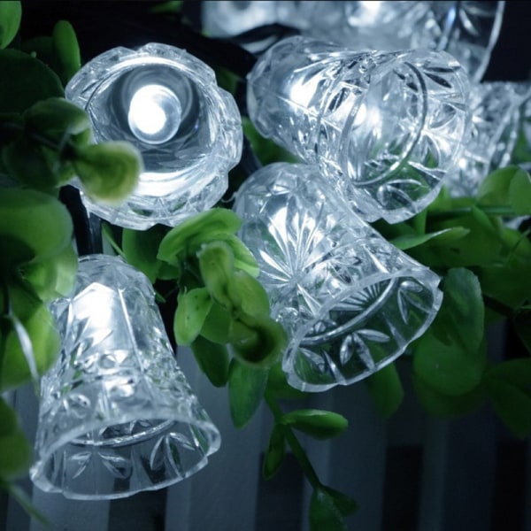 Solcellsdrivna Utomhusklockstränglampor, 20LED Solcellsdrivna Klocksträng Vattentäta Lampor, 8 Lägen 5M/17Ft Utomhus Solcellsdrivna Stränglampor för Trädgård, Patio Yard