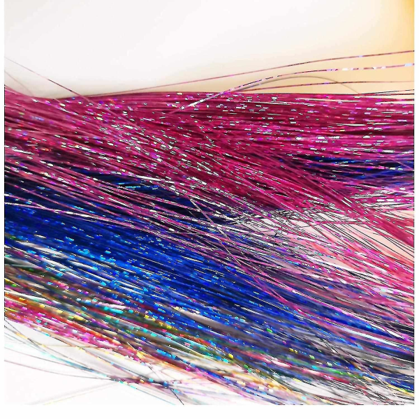 Hår Tinsel Kit strenge med værktøj 47 tommer 12 farver tråde Fairy Hair Tinsel Kit Hair Ext