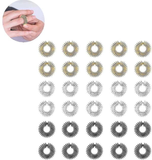 30 stk Massage Ring, Pigget Sensoriske Finger Ringe Stille Stress Reducer, Smertelindring