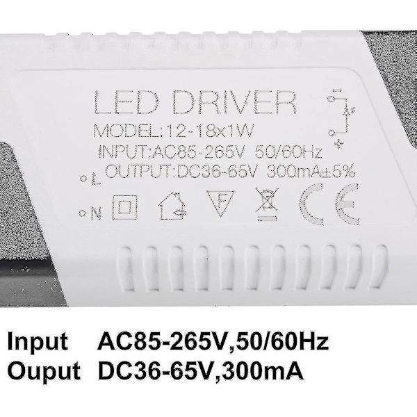 LED Driver 12-18W Konstant Strøm 300mA AC 85-265V Udgang 36-65V Stik Ekstern LED Loftlampe Transformer 2 stk