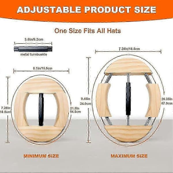 Hat Stretcher 4-vejs, Hat Stretcher til Fitted Hats Størrelse 6 7/8 til 8 1/2, Hat Jack Stretcher, Kraftig Hat Extender