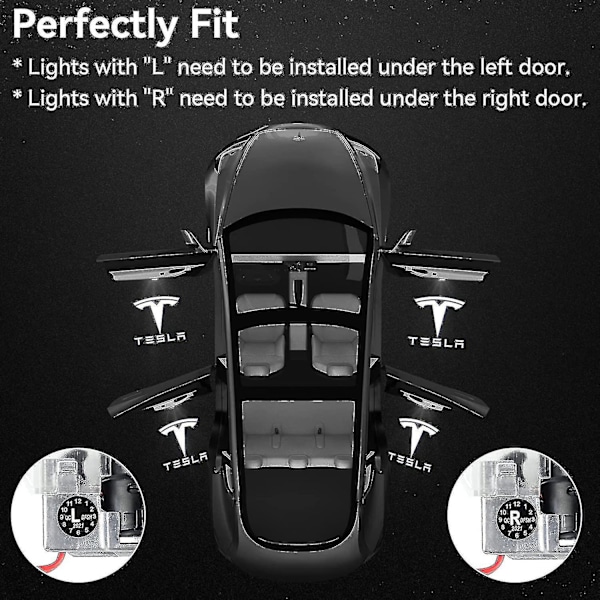 Dørlogo-projektorlys for Tesla Model 3, Model Y, Model S og Model X