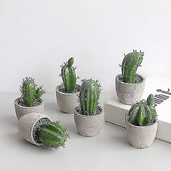 Kunstige sukkulenter Kaktus med potter Kunstige planter Potteplanter Mini kunstig plante