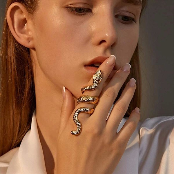 Stor Punk-inspirert Retro Slange Ring i Legering for Kvinner og Menn - Mote Smykker
