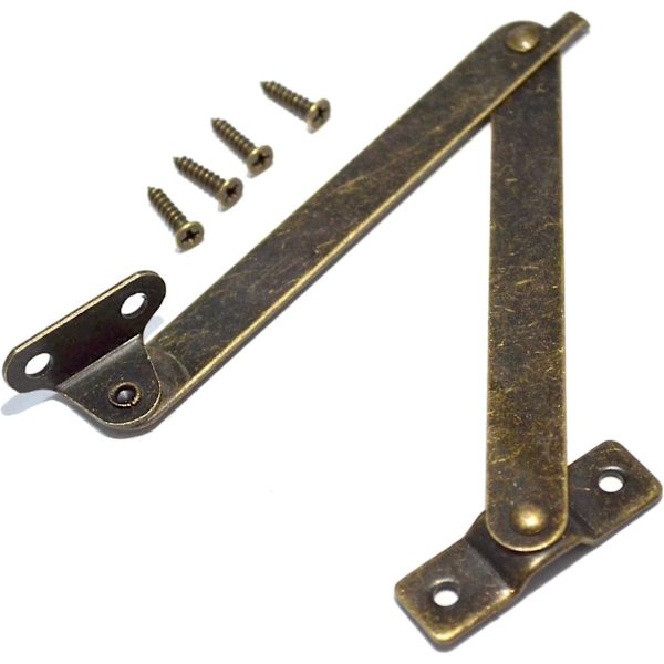 4 stk. Bronse Lokk Folding Støttehengsler Messing Løft Opp Hold Hengsel Loks Display Brakett For Møbler Trebokser Smykkeskrin Kiste Skap Skuff (f