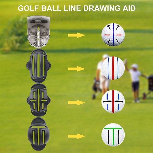8 stk Tilbehør Bane Holdbar Putter Stencil Golfbold Liner Tegning Marker Pen