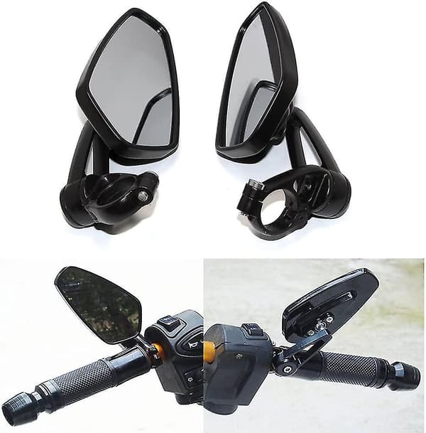 Sorte spejle til motorcykel, 7/8\" 22mm, til bagudvendt syn til scooter