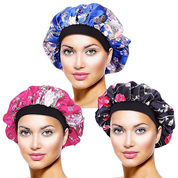3 kpl Satin Bonnet - Laaja Nauha Silk Unihattu Pehmeä Unihattu