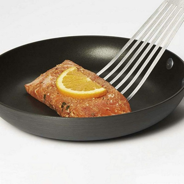 Fiskvändarset, 2 delar (11 tum & 12,5 tum), Professionell fiskspade, Trähandtag, Rostfritt stål fiskskiva, Non Stick F
