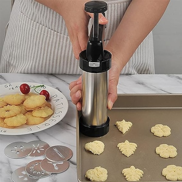 Evästepuristimen ase sarja, Ruostumaton teräs Jäätelön koristelu puristimen ase sarja 13 levyllä ja 7 jäätelön kärjellä Koti DIY, Keksi valmistaja ja koristelu, Musta