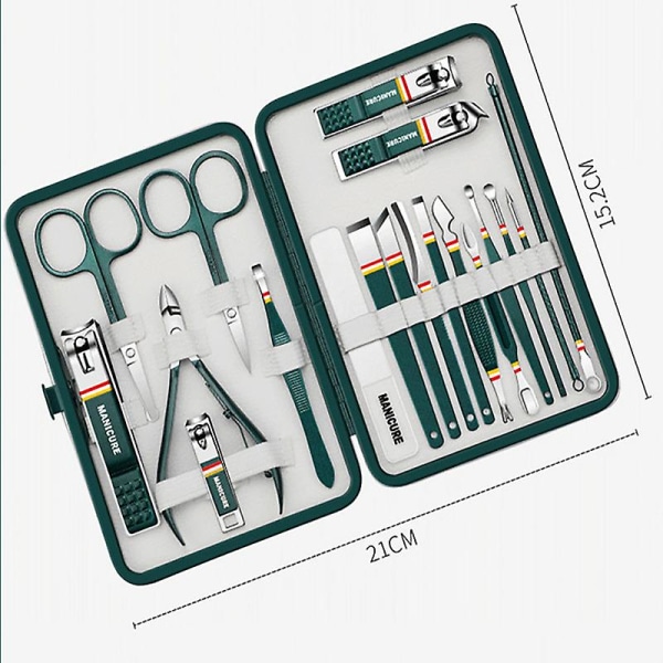 Manikyrsett, 19 i 1 Negleklipperssett, Rustfritt Stål