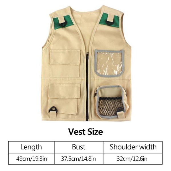 Barnens Explorer Väst Och Hatt Kostym - Bakgård Safari Cargo Väst Barn Utomhusaktivitet - Presenter Till Små Barn, Pojkar Och Flickor 3 - 6 År