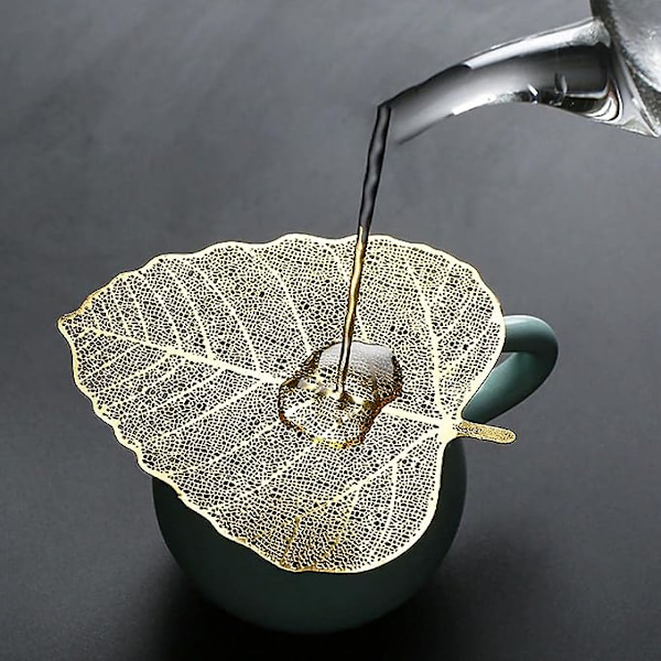Teebladsfilter Metall Teebladsfilter Rostfritt Stål Teebladsfilter (Lönn och Bodhi-blad) (guld bodhi)