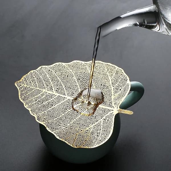 Teebladssi  Metal Teebladssi Rustfrit Stål Teebladssi (Løn og Bodhi Blad) (guld bodhi)